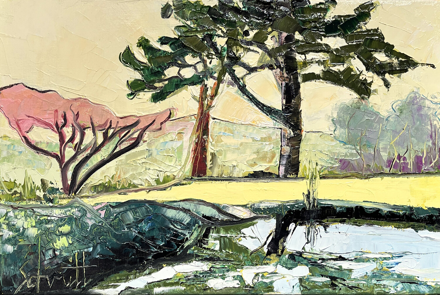 BASSIN À LA SABLIÈRE Jean-Paul Schmitt Original painting for sale