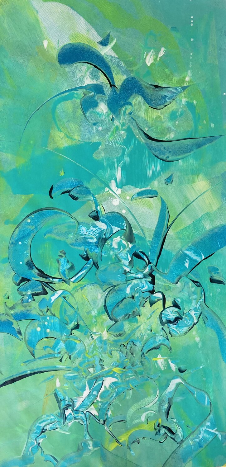 GREEN LOVE Delphine Bernard Original painting for sale