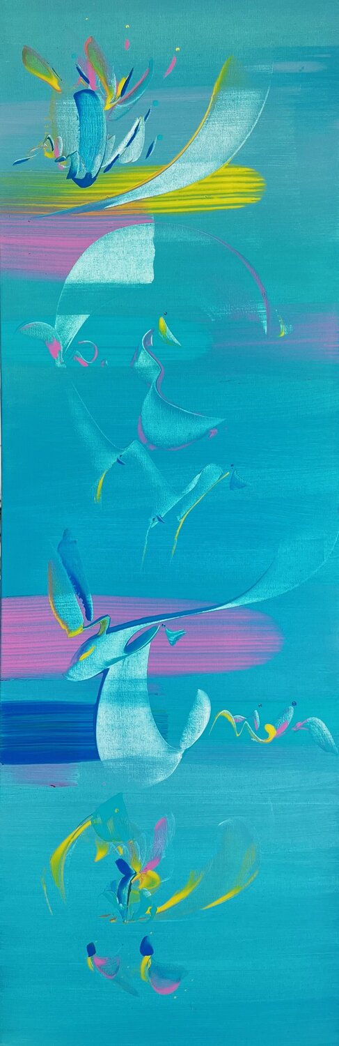 TURQUOISE FOLLY -1- Delphine Bernard Original painting for sale