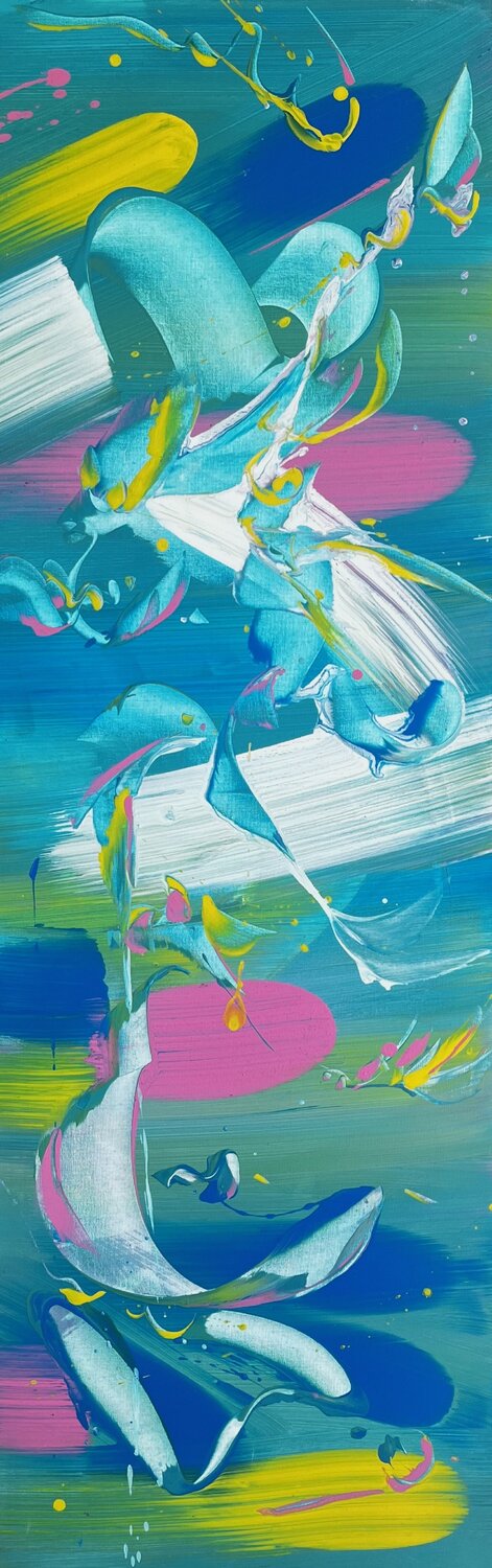 TURQUOISE FOLLY -2- Delphine Bernard Original painting for sale