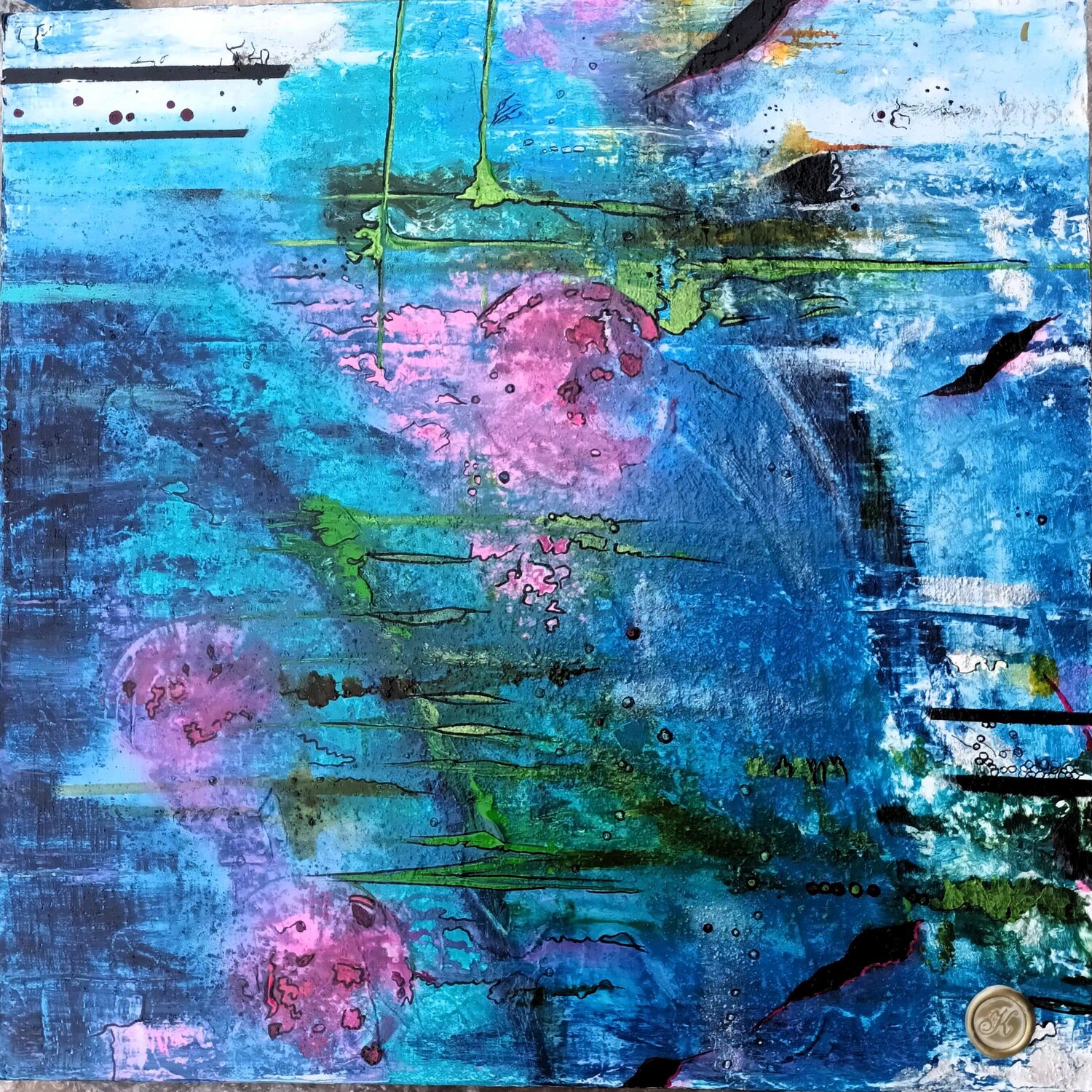 SUR LA RIVES DES PENSEES KHATIS Original painting for sale