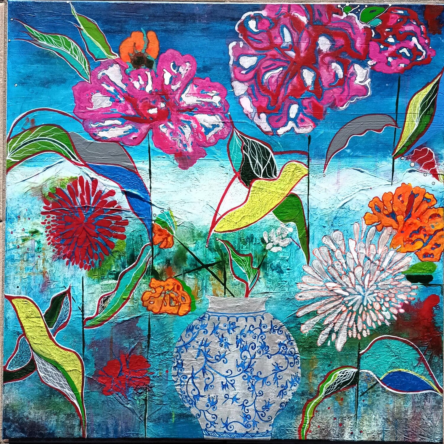 LE VASE BLEU KHATIS Original painting for sale