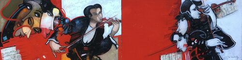 sonate en rouge by Jean Louis Mendrisse, Painting for Sale on Select