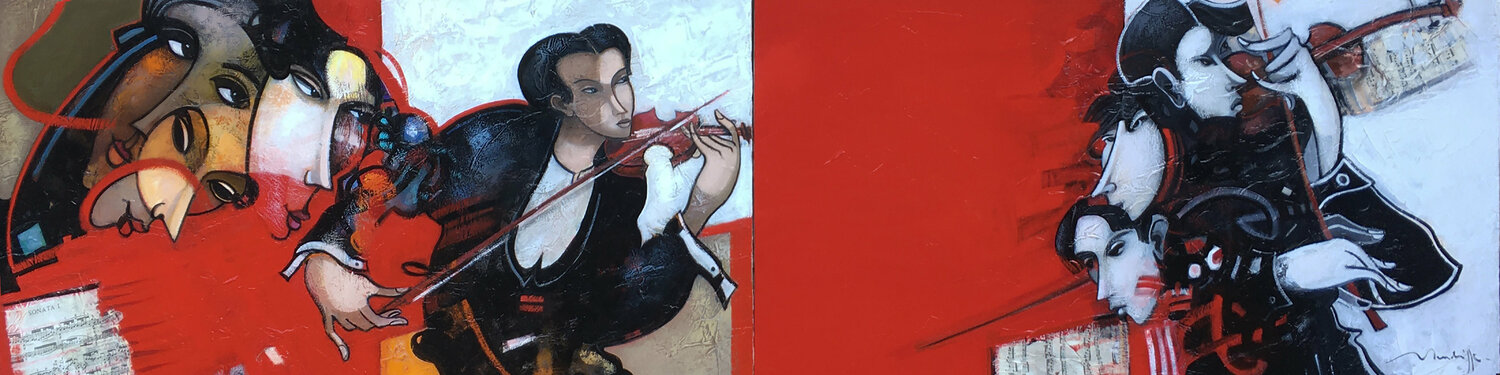 sonate en rouge Jean Louis Mendrisse Original painting for sale