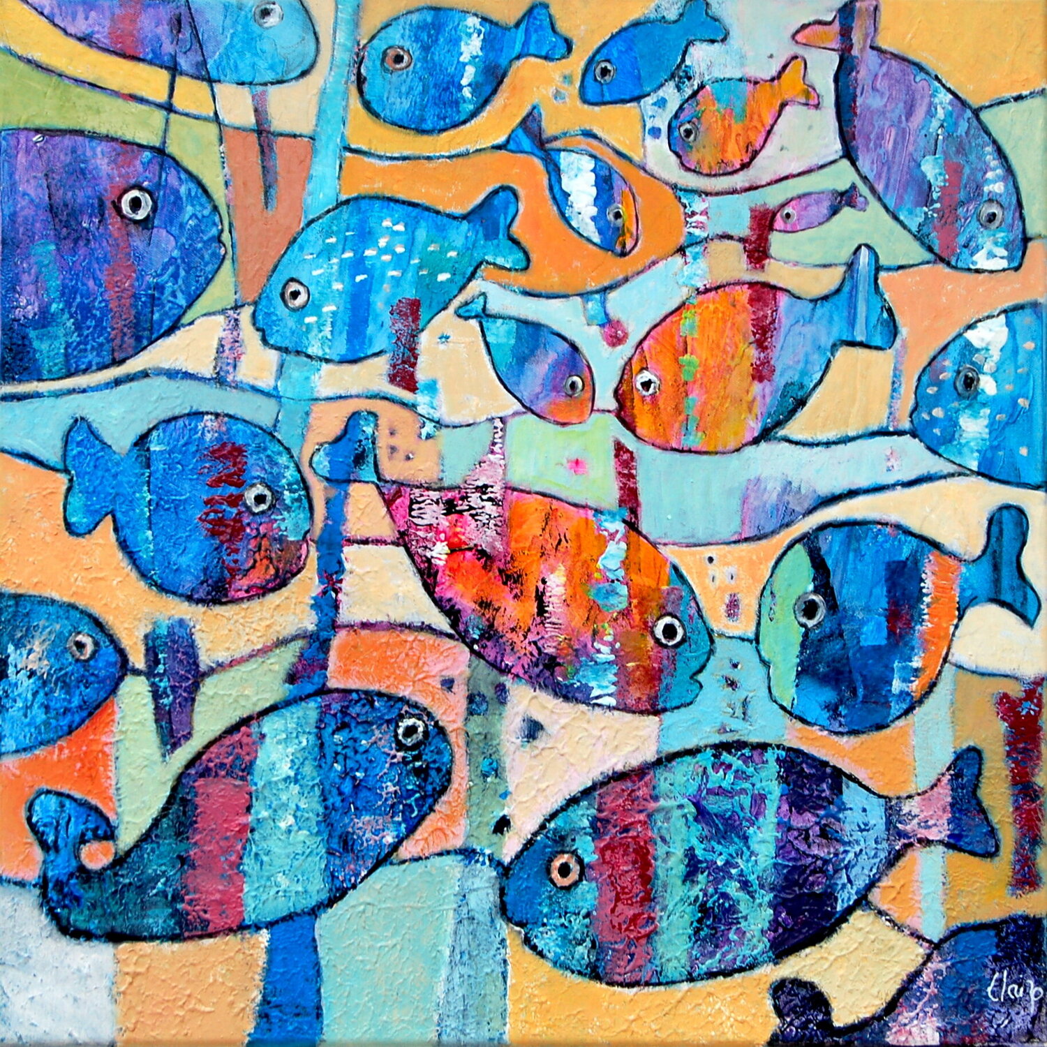 Farandole Claire Biette Original painting for sale