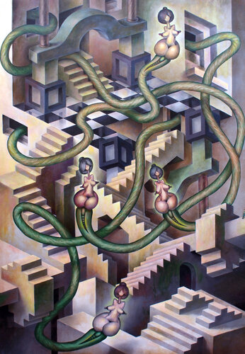 Arquitecturas imposibles by Jose Gabaldon, Painting for Sale on Select