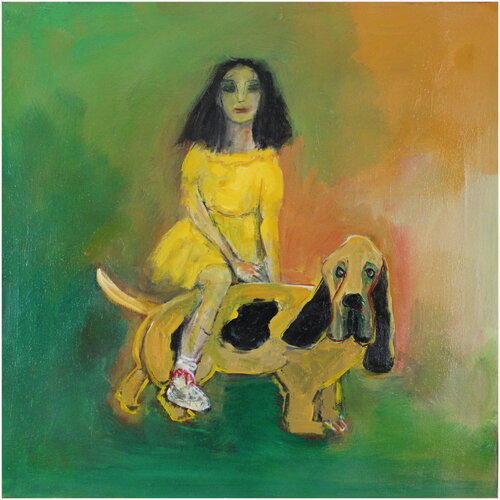 Le basset by Victorine Follana, Painting for Sale on Select