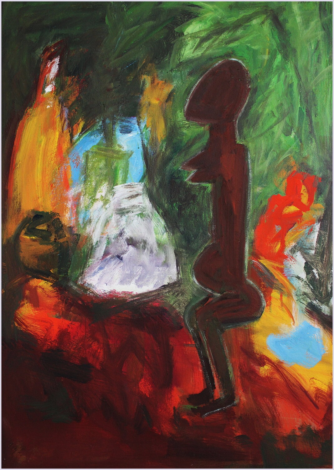 La statue africaine Victorine Follana Original painting for sale