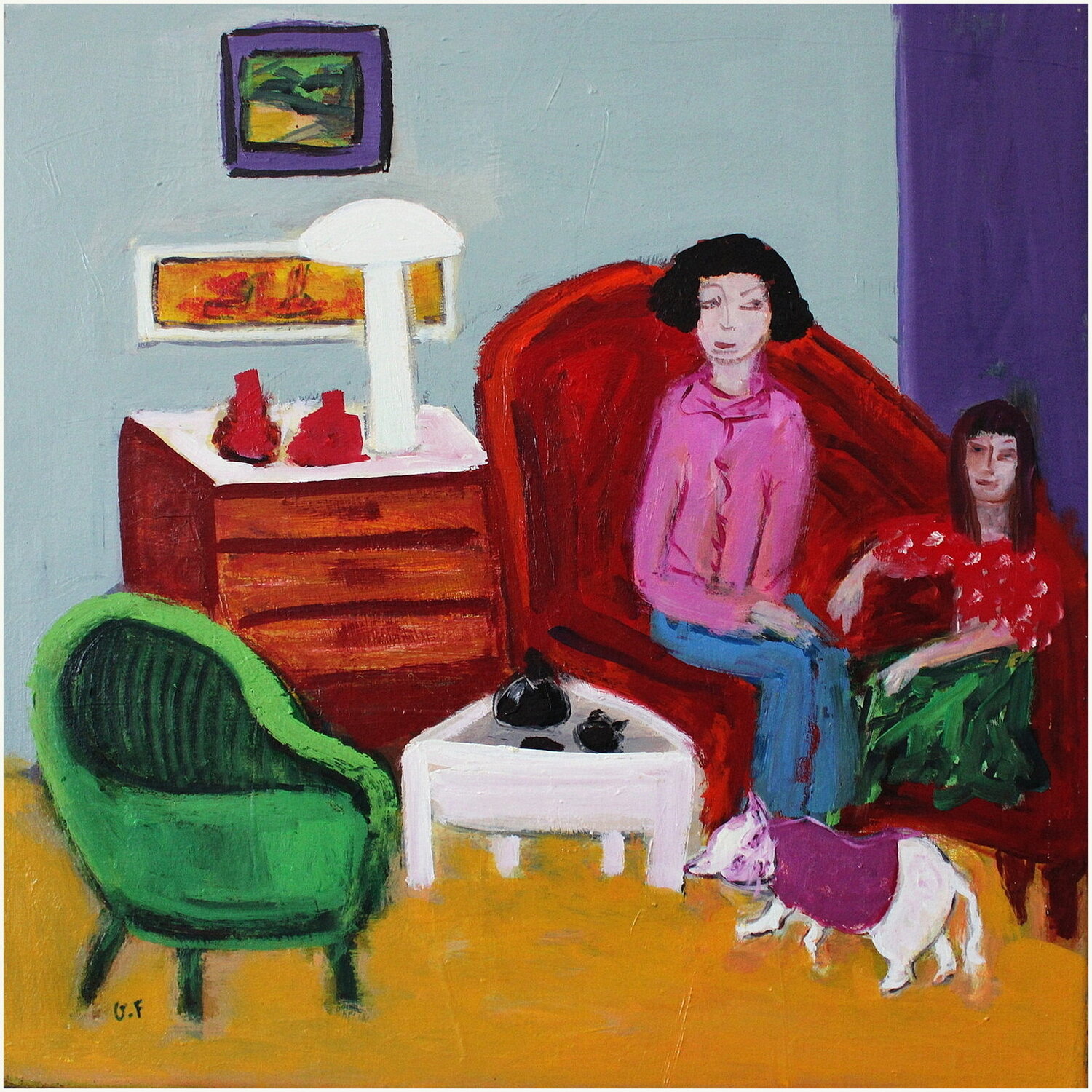 L'heure du thé Victorine Follana Original painting for sale