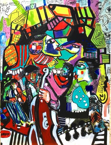 LES SALTIMBANQUES by Jean-Louis Azencott, Painting for Sale on Select