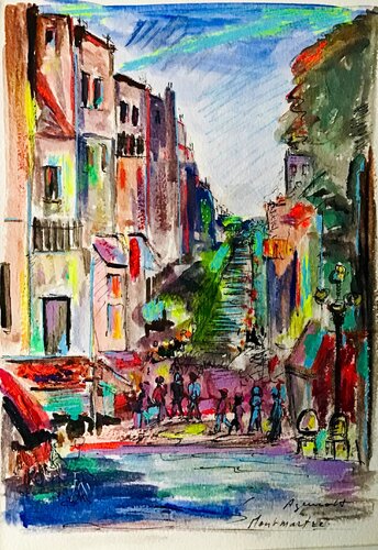 PARIS VIEUX MONTMARTRE by Jean-Louis Azencott, Painting for Sale on Select