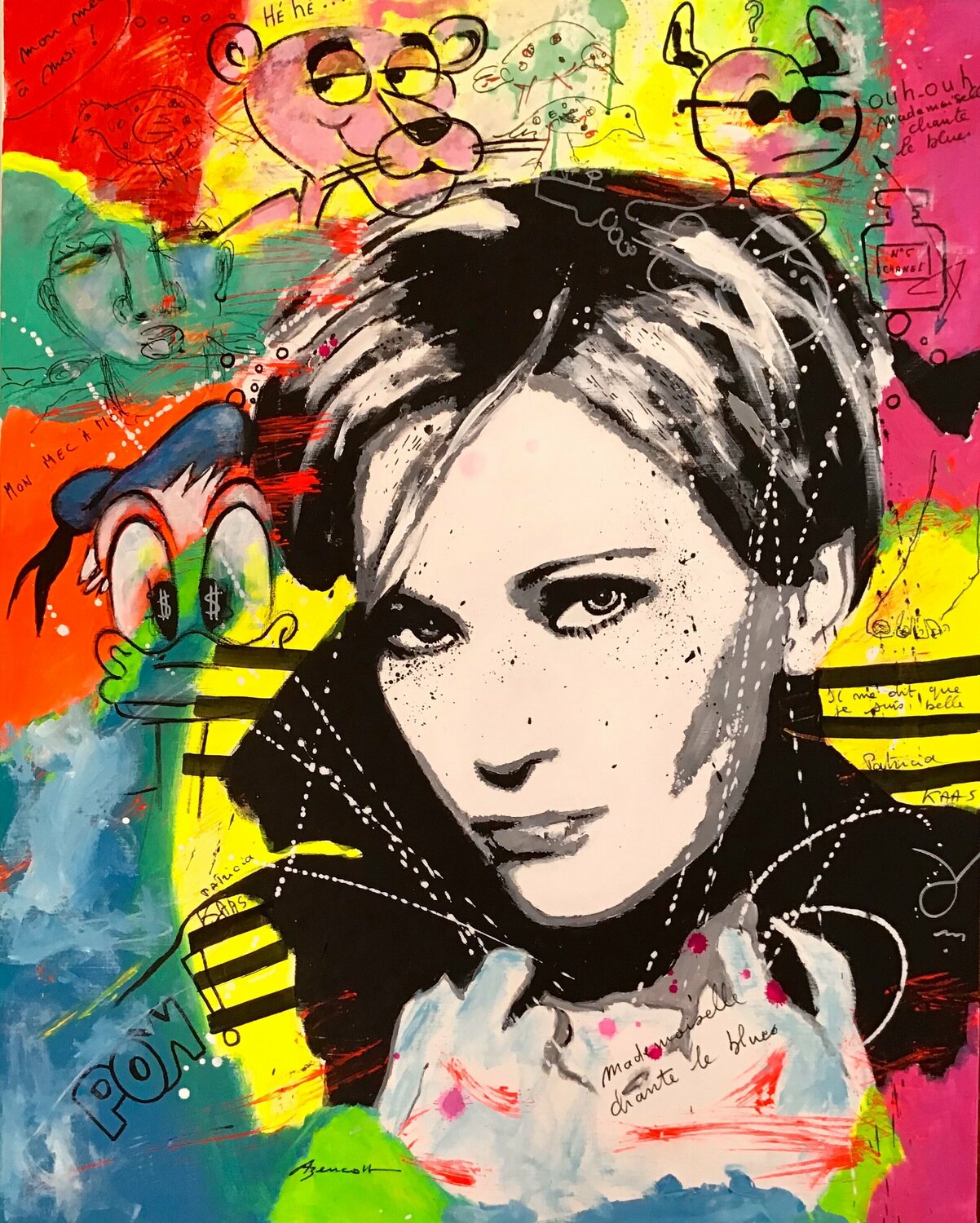 PATRICIA KAAS Jean-Louis Azencott Original painting for sale