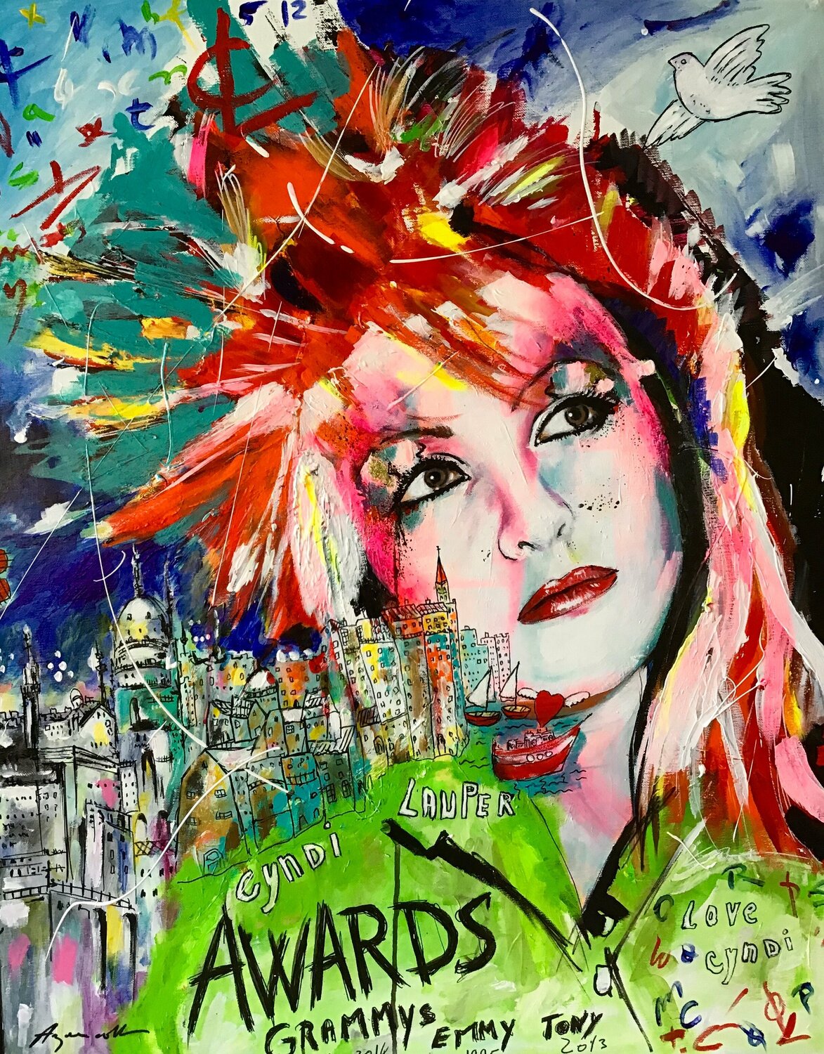 CYNDI LAUPER Jean-Louis Azencott Original painting for sale