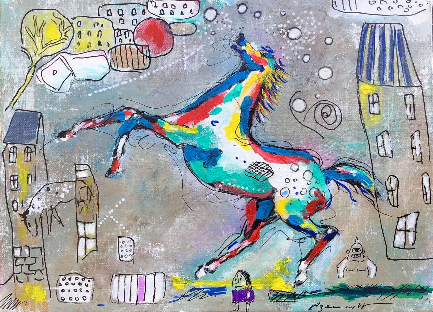 AKIRA Jean-Louis Azencott Original painting for sale
