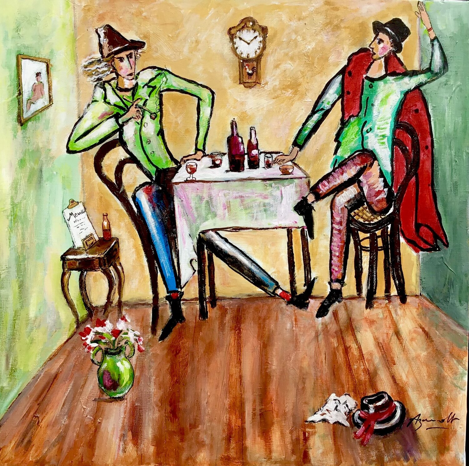 LA TAVERNE Jean-Louis Azencott Original painting for sale