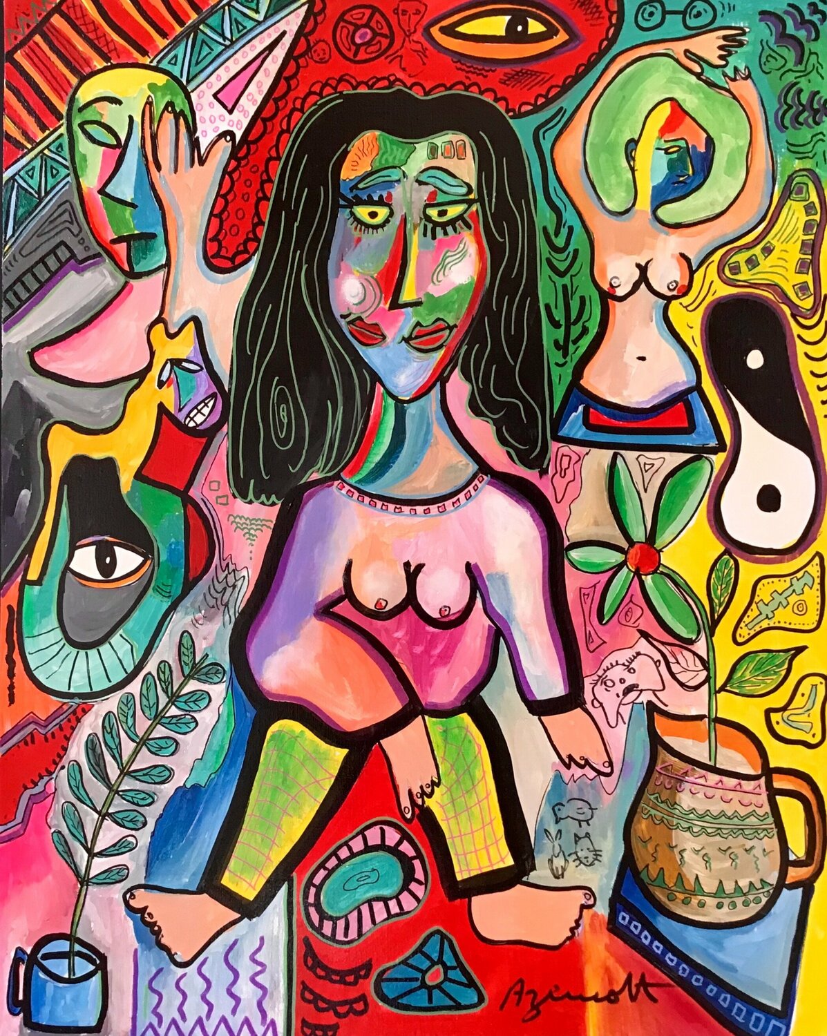 JEUX INTERDITS Jean-Louis Azencott Original painting for sale