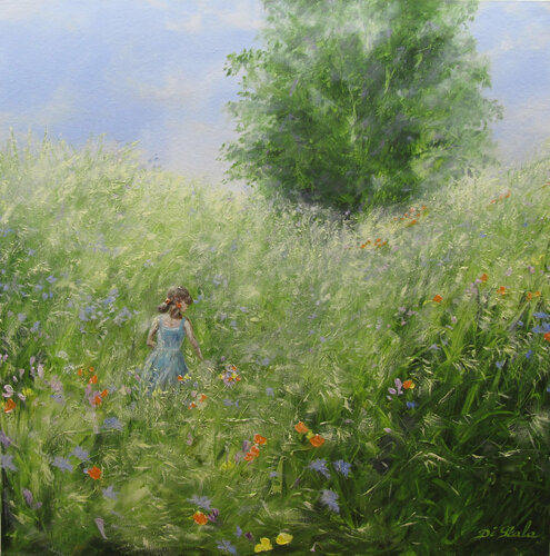les rubans rouges by Brigitte Di Scala, Painting for Sale on Select