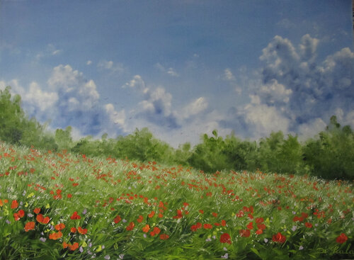 frémissement des herbes de fleurs by Brigitte Di Scala, Painting for Sale on Select