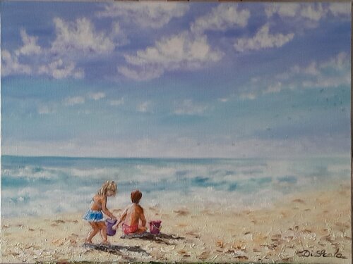 la douce plage by Brigitte Di Scala, Painting for Sale on Select