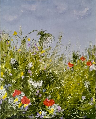 telle une ombrelle, la carotte sauvage by Brigitte Di Scala, Painting for Sale on Select