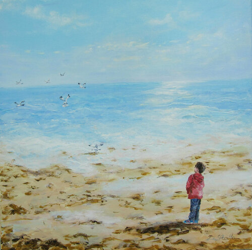 l'enfant et la mer by Brigitte Di Scala, Painting for Sale on Select