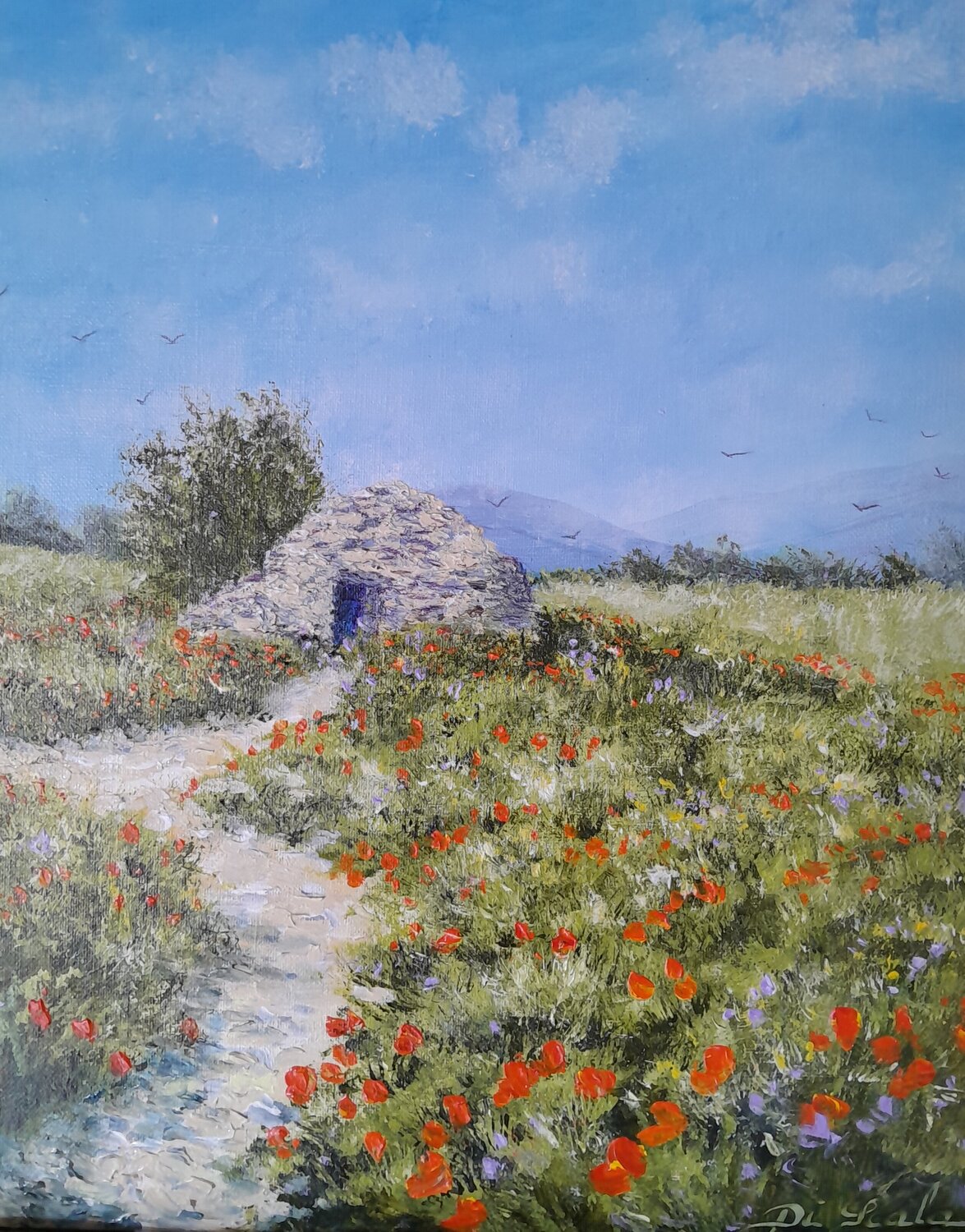 La borie chauffée par le soleil Brigitte Di Scala Original painting for sale