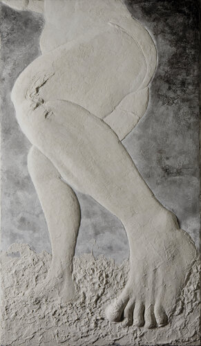 Colosse au pied d'argile I - Bas-relief by Sylvia Rhud, Painting for Sale on Select