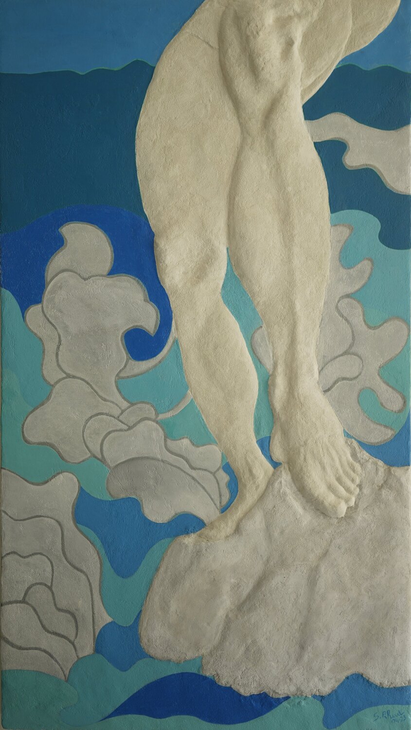 Colosse au pied d'argile VI - Bas-relief Sylvia Rhud Original painting for sale