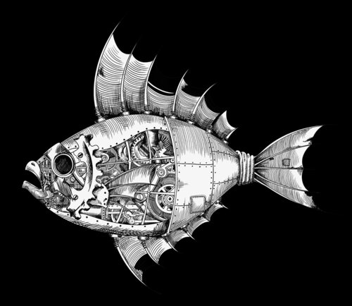 Fish Steam Punk Steampunk von Tony Rubino, Zeichnungen kaufen auf Select