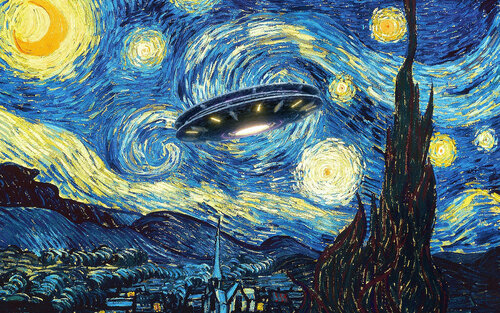Vincent van Gogh Starry Night Painting Wolf Howling von Tony Rubino, Malerei kaufen auf Select