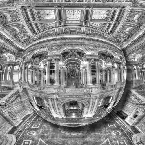 Ode To MC Escher Library of Congress Orb Horrizontal von Tony Rubino, Malerei kaufen auf Select