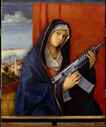 Guns Weapon Painting Parody Funny Gun Guns von Tony Rubino, Malerei kaufen auf Select