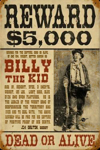 Billy The Kid Mug Shot Wanted Poster von Tony Rubino, Malerei kaufen auf Select