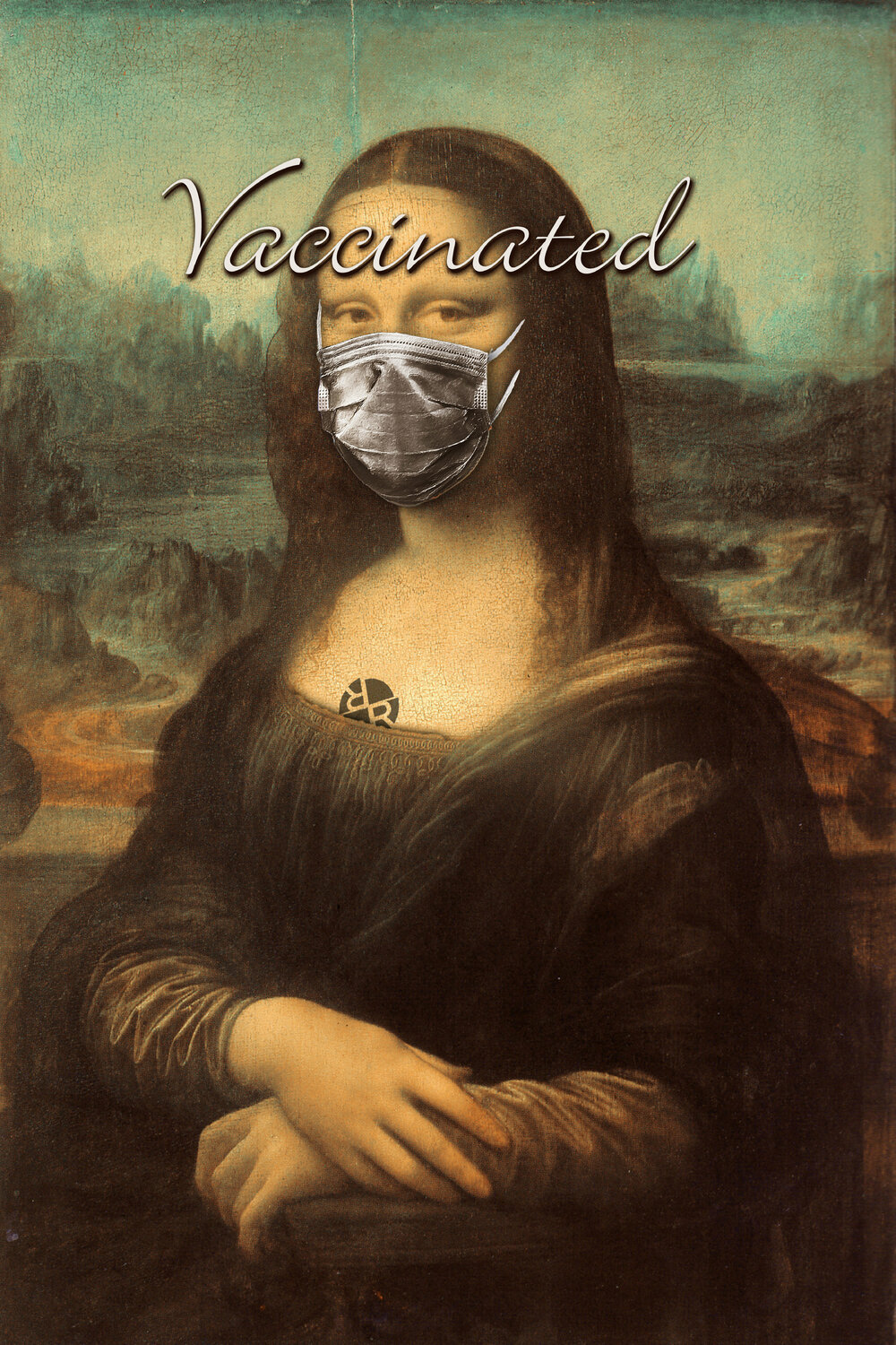 Vaccine Vaccinated Mona Lisa Tony Rubino Originalgemälde zu verkaufen