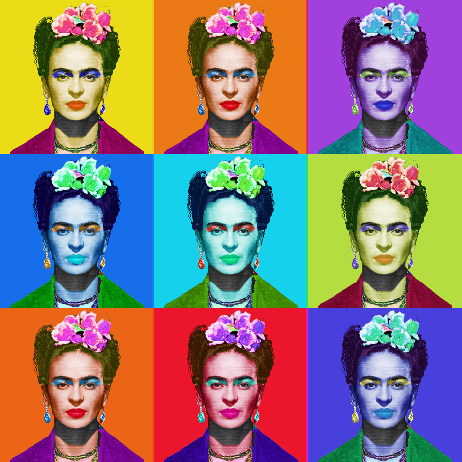 Frida Kahlo Andy Warhol Repeat Tony Rubino Originalgemälde zu verkaufen