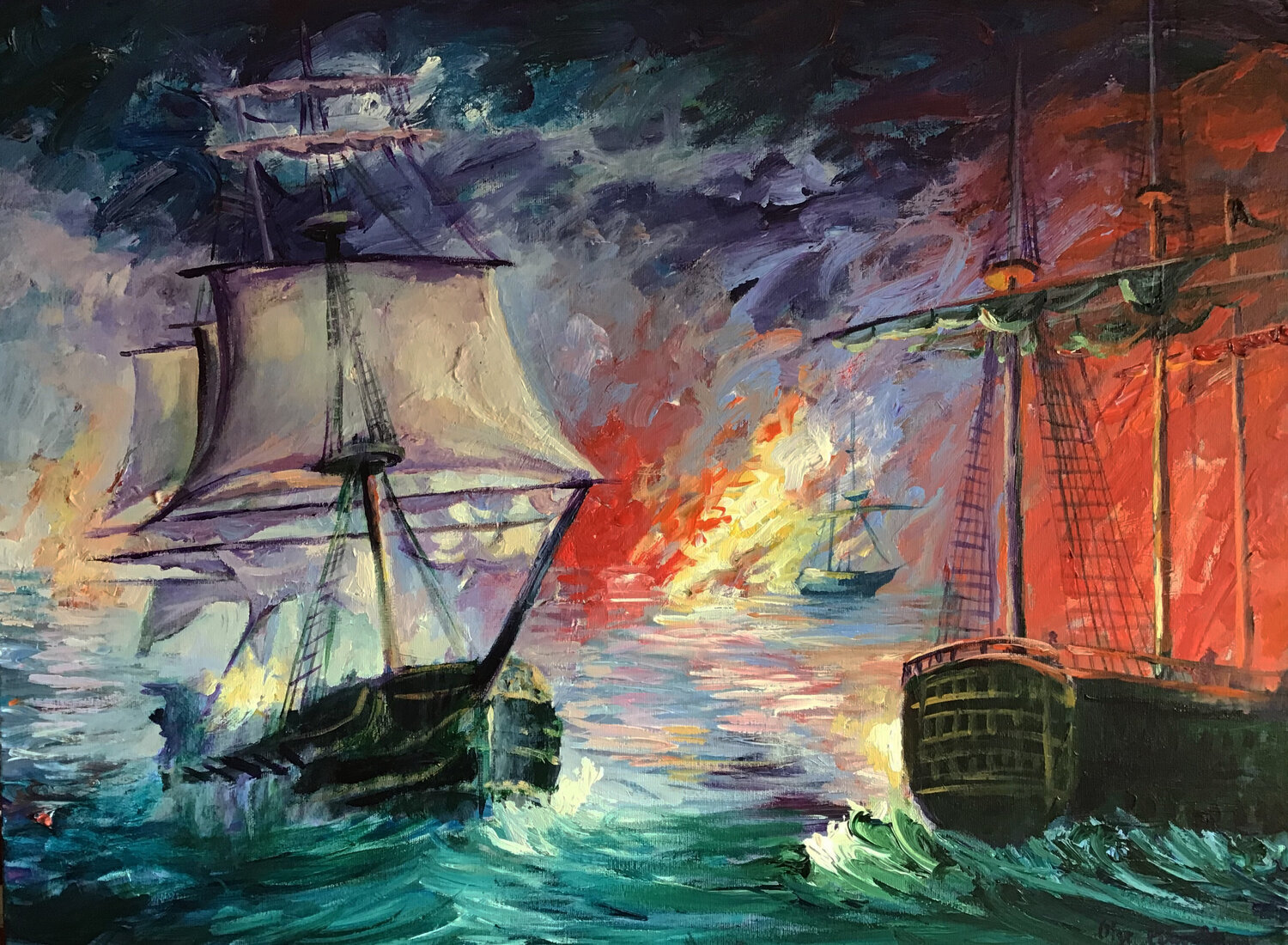 La batalla de Trafalgar Olga Pérez Alonso Original painting for sale