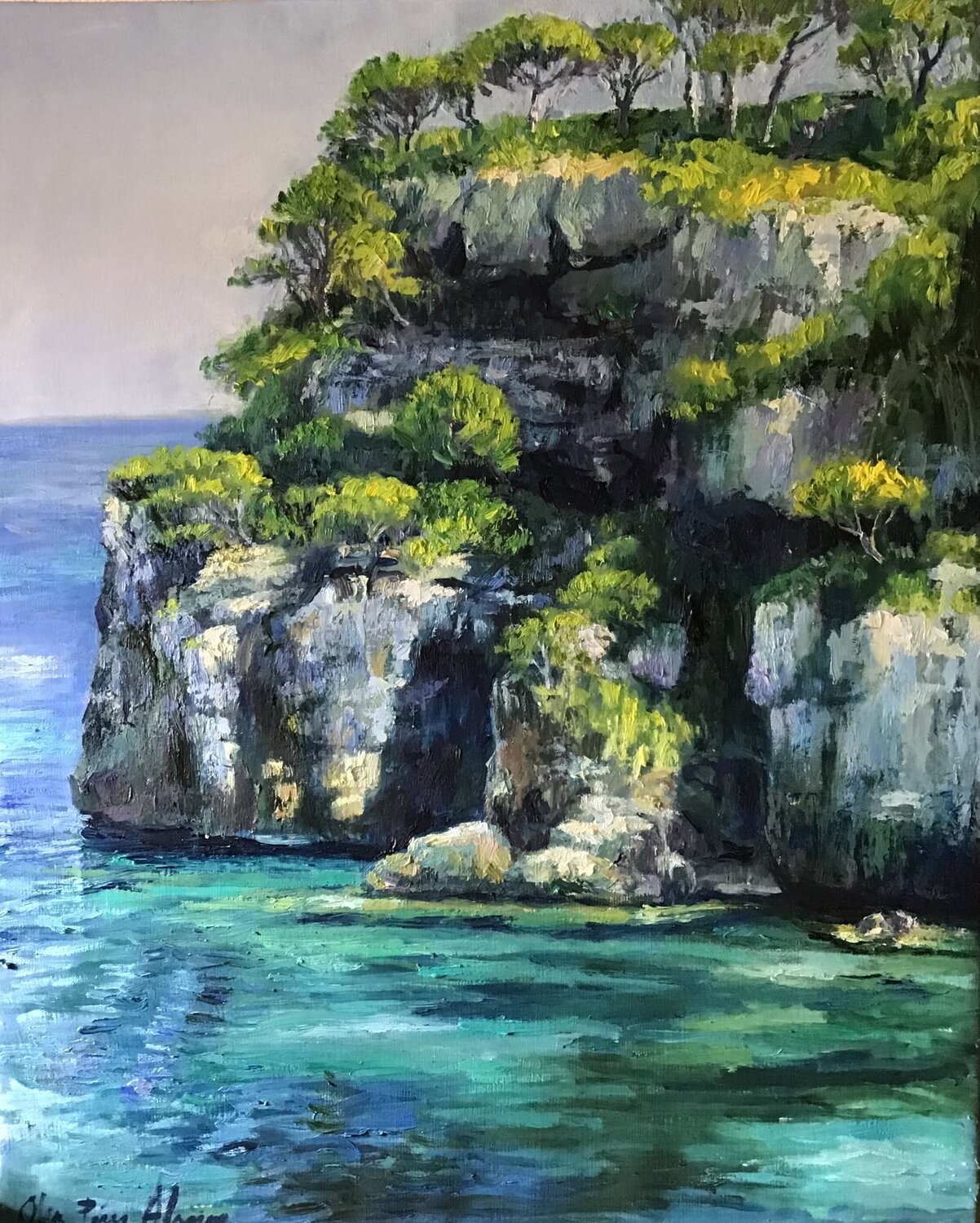 ACANTILADOS EN EL MEDITERRANEO Olga Pérez Alonso Original painting for sale