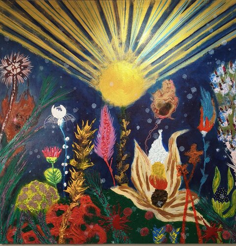 Pradera espacial by Juan Hidalgo, Painting for Sale on Select