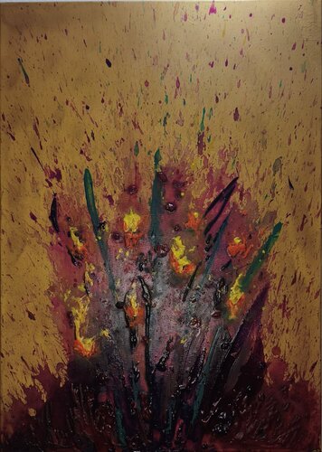 Flores encendidas by Juan Hidalgo, Painting for Sale on Select