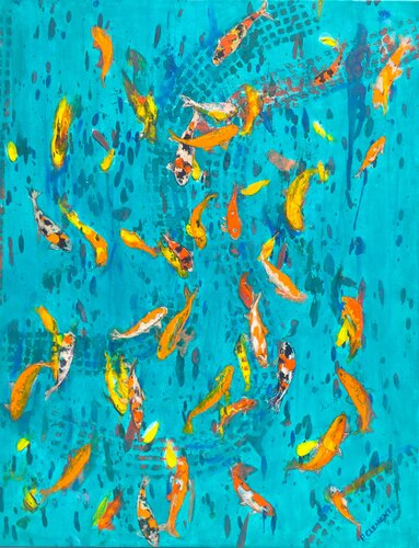 Dancing Gold fish by Patricia Clements, Painting for Sale on Select