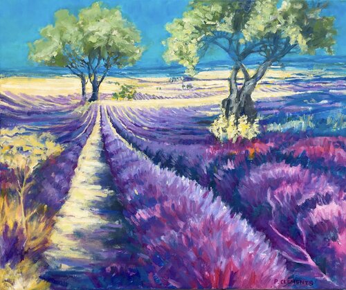 Summer Lavender fields in France by Patricia Clements, Painting for Sale on Select