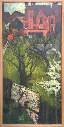 Back Garden with White Blossom by Patricia Clements, Painting for Sale on Select