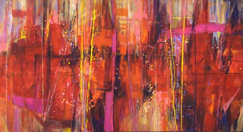 Powerful red abstract by Patricia Clements, Painting for Sale on Select