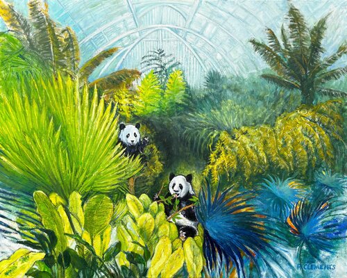 PANDAS AT KEW GARDENS by Patricia Clements, Painting for Sale on Select