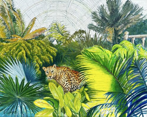 The Leopard at Kew Gardens by Patricia Clements, Painting for Sale on Select