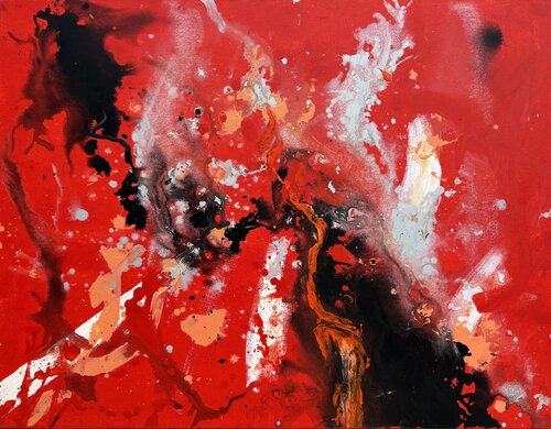 Fiery Red Abstract by Patricia Clements, Painting for Sale on Select