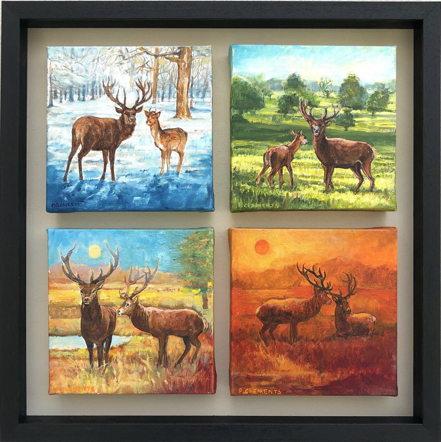 Four seasons of Richmond Park Patricia Clements Original painting for sale