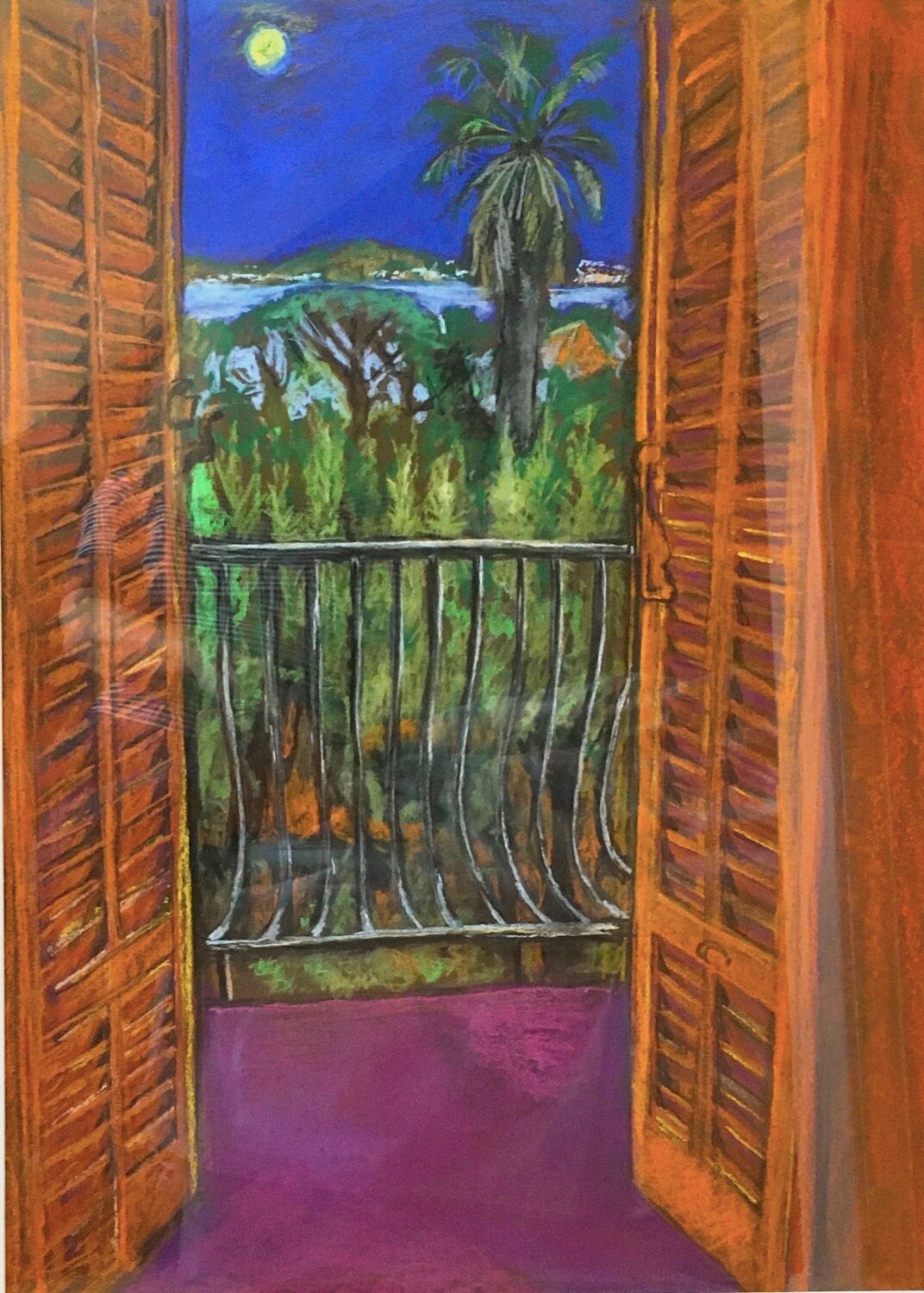 A view of St Tropez from Balcony pastel Patricia Clements Original painting for sale
