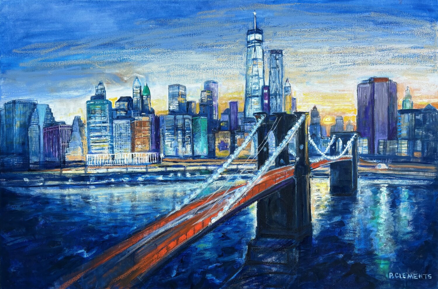 The Freedom Tower a New York cityscape Patricia Clements Original painting for sale