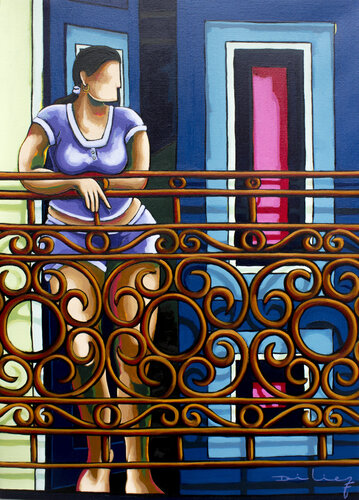 Joven en el balcón. by Didier Franco, Painting for Sale on Select